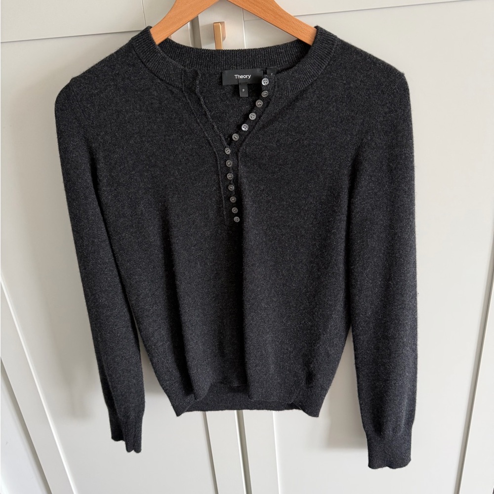 Theory cashmere Dark Gray V-Neck Sweater